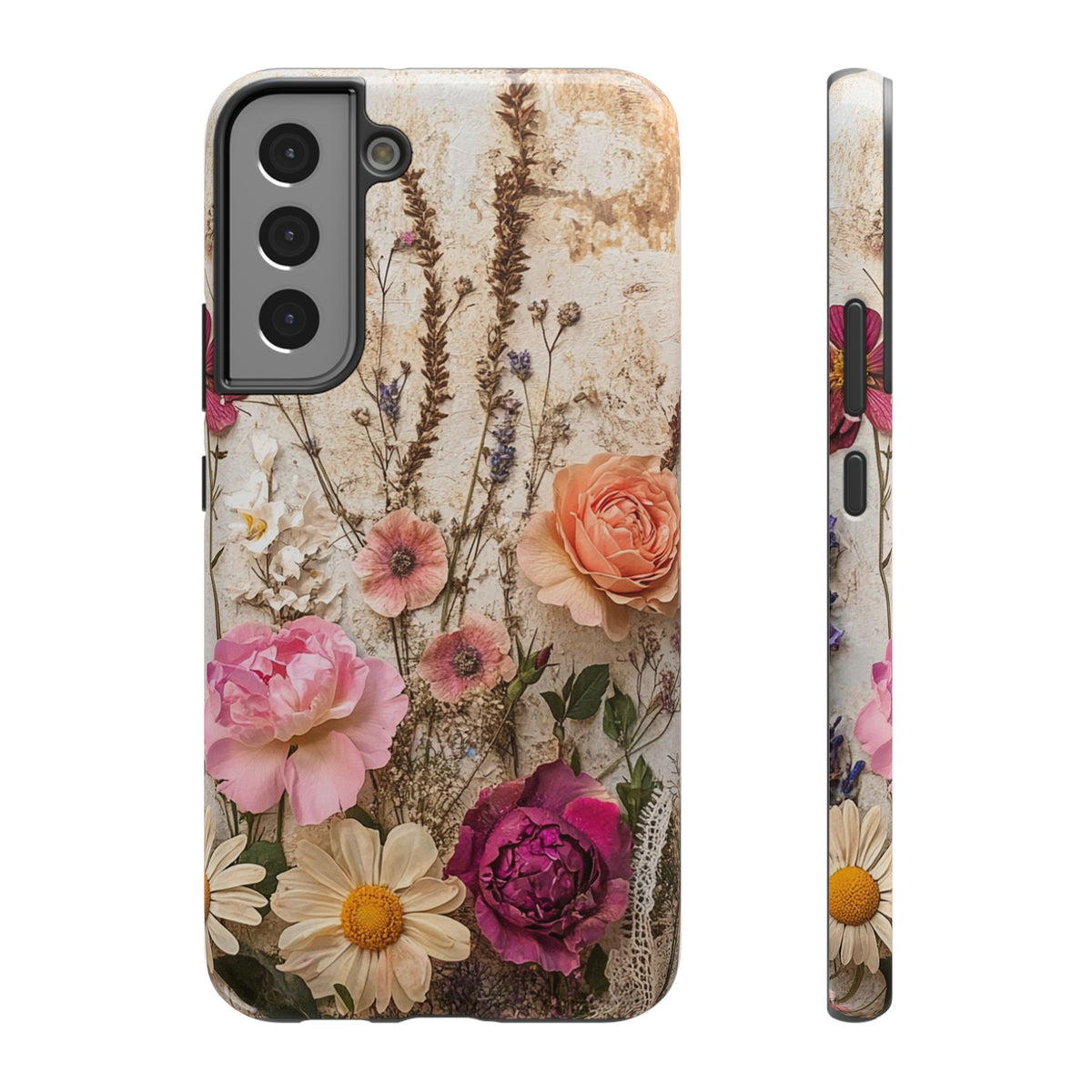 Pressed Bouquet protective phone case for Samsung Galaxy S22 Plus, glossy finish