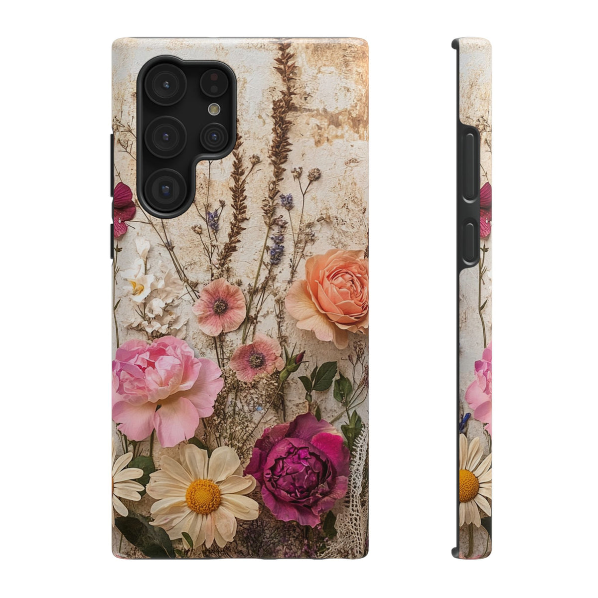 Pressed Bouquet protective phone case for Samsung Galaxy S22 Ultra, glossy finish