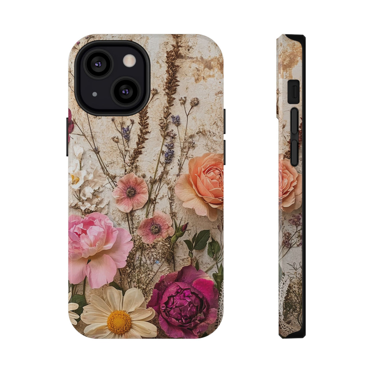 Pressed Bouquet protective phone case for iPhone 13 Mini, glossy finish
