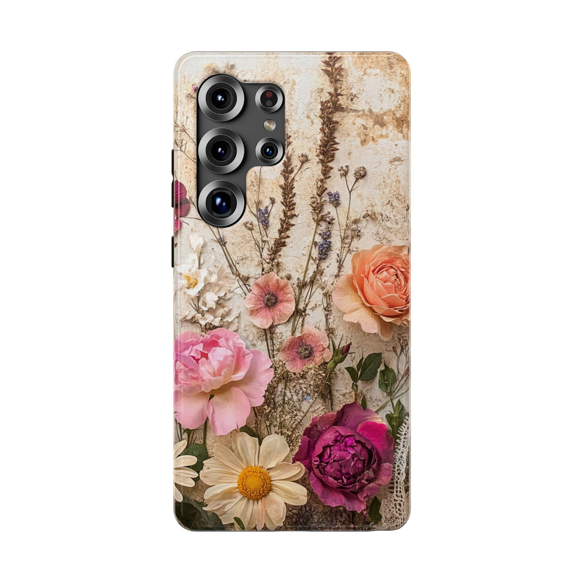 Pressed Bouquet protective phone case for Samsung Galaxy S25 Ultra, glossy finish