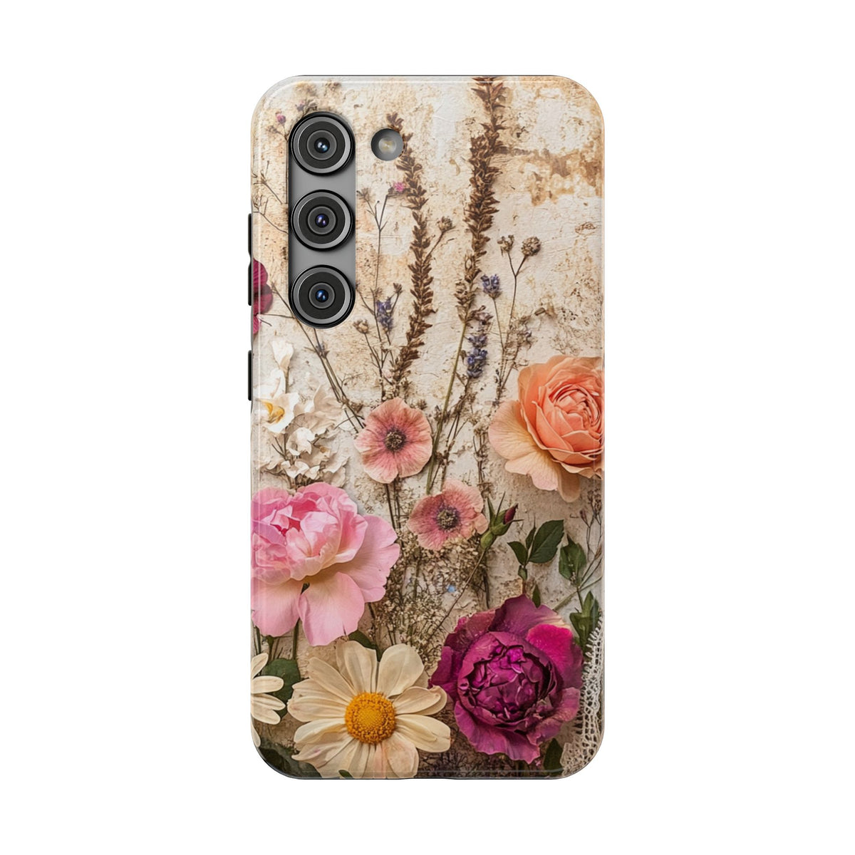 Pressed Bouquet protective phone case for Samsung Galaxy S23, glossy finish