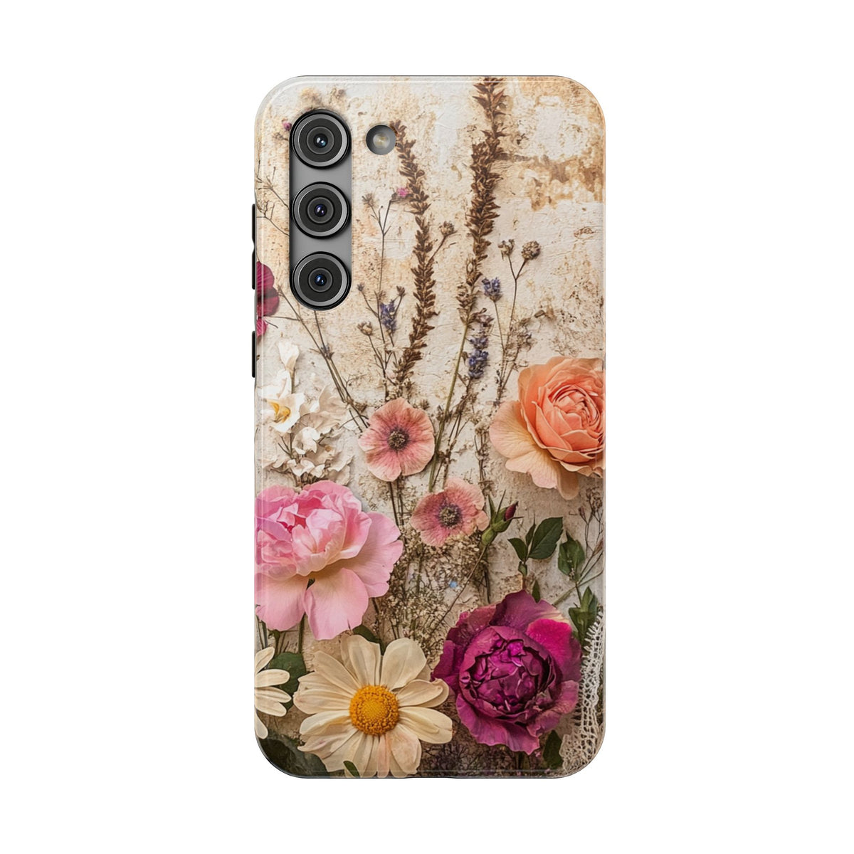 Pressed Bouquet protective phone case for Samsung Galaxy S23 Plus, glossy finish