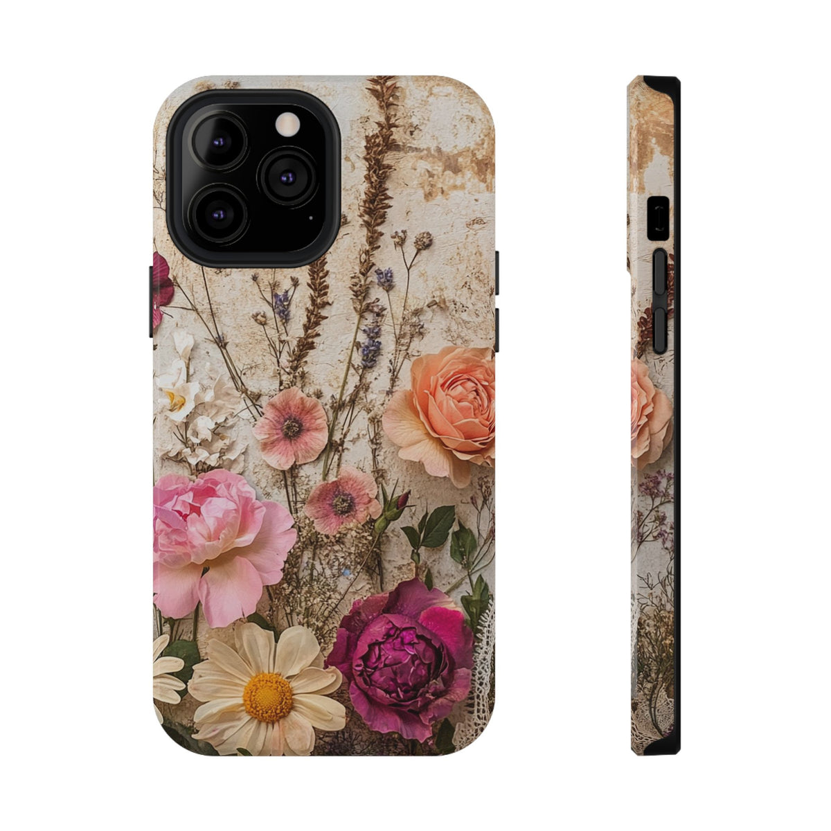 Pressed Bouquet protective phone case for iPhone 13 Pro Max, glossy finish