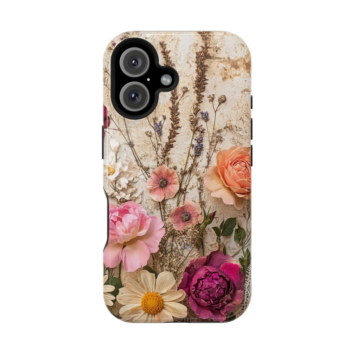 Pressed Bouquet MagSafe case for iPhone 16, glossy finish