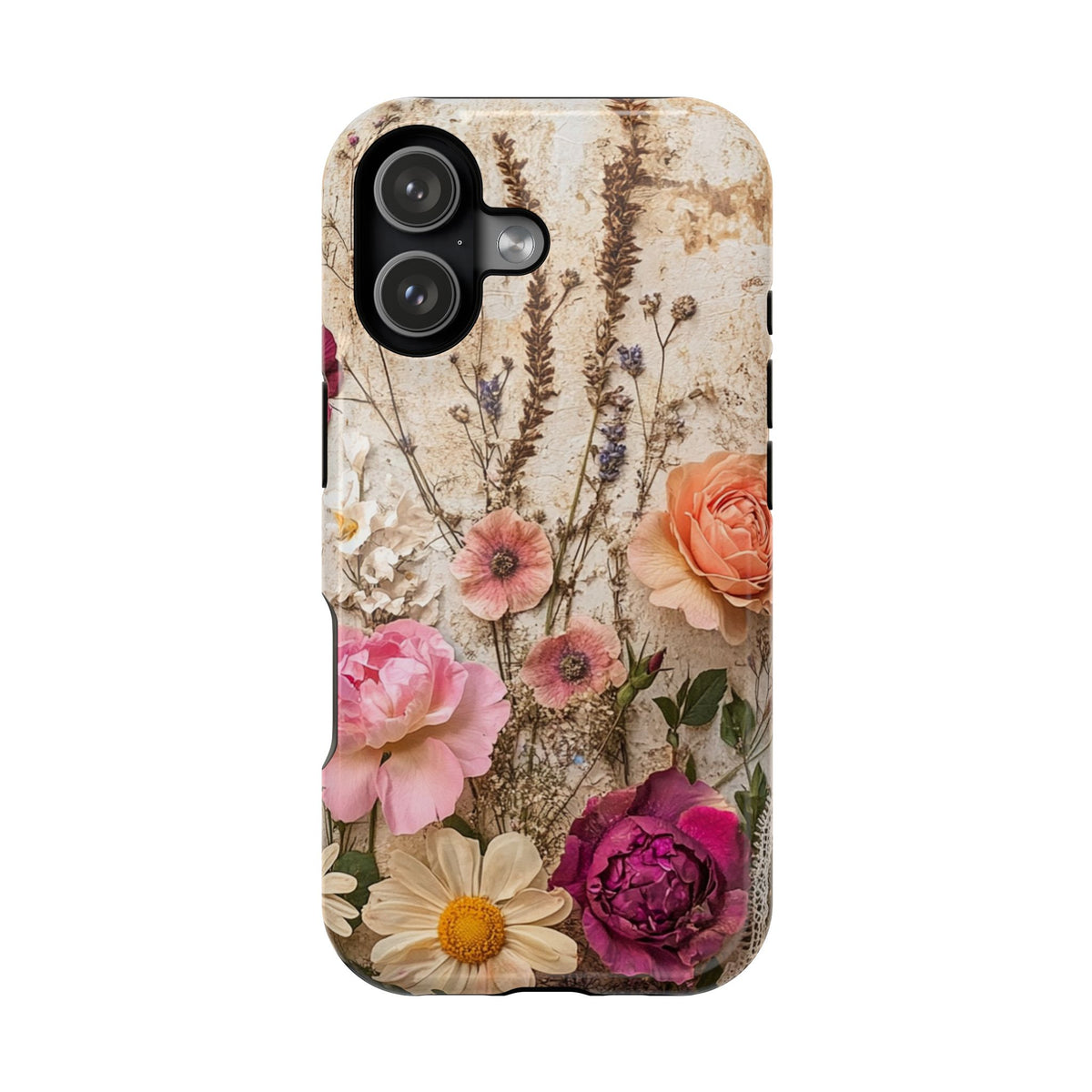 Pressed Bouquet MagSafe case for iPhone 17, glossy finish