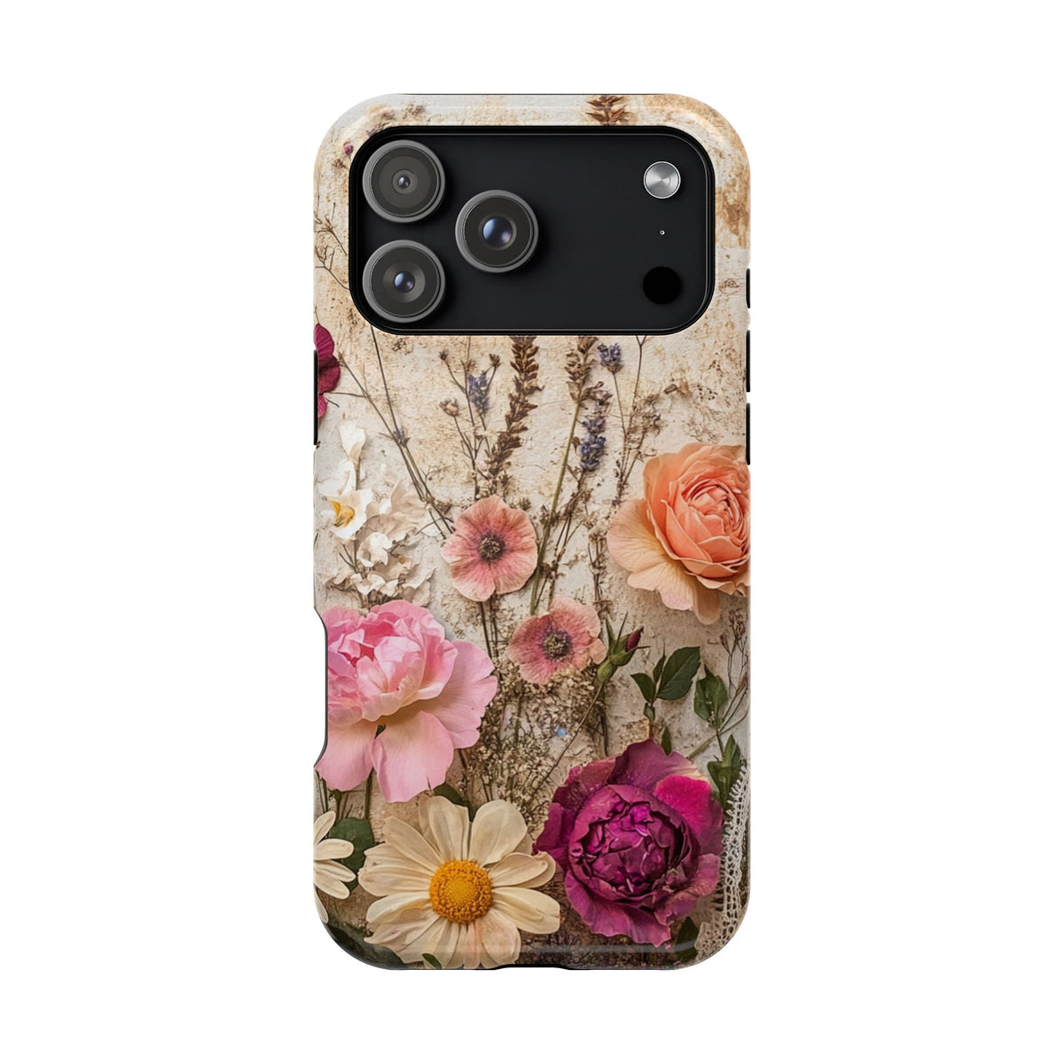 Pressed Bouquet MagSafe case for iPhone 18 Pro Max, glossy finish