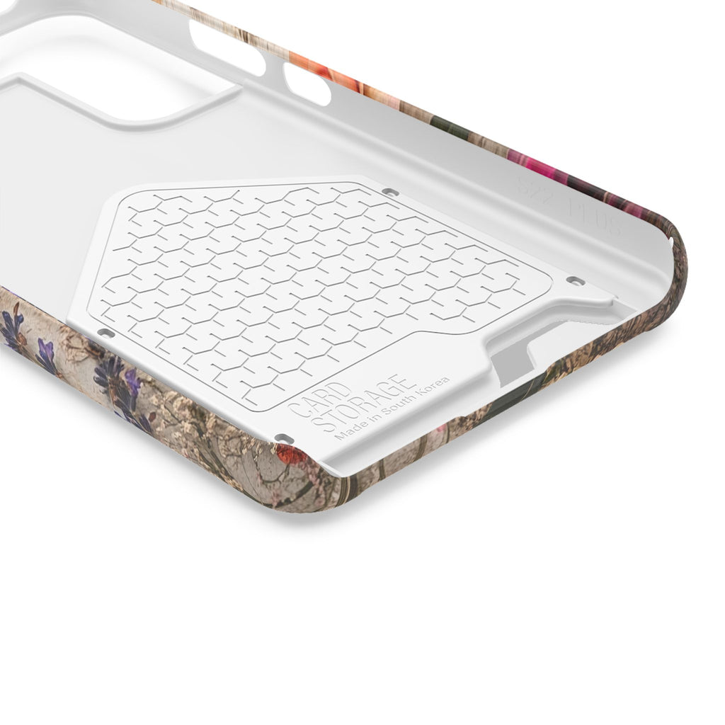 Pressed Bouquet phone case with card holder, close-up of the inside