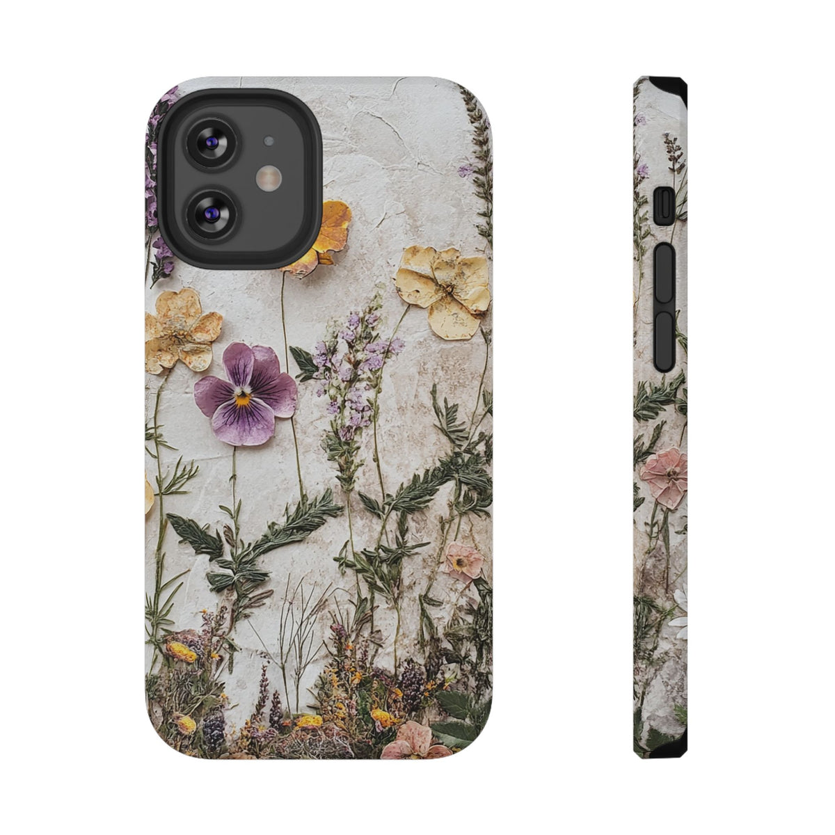 Pressed Flower protective phone case for iPhone 12 Mini, glossy finish