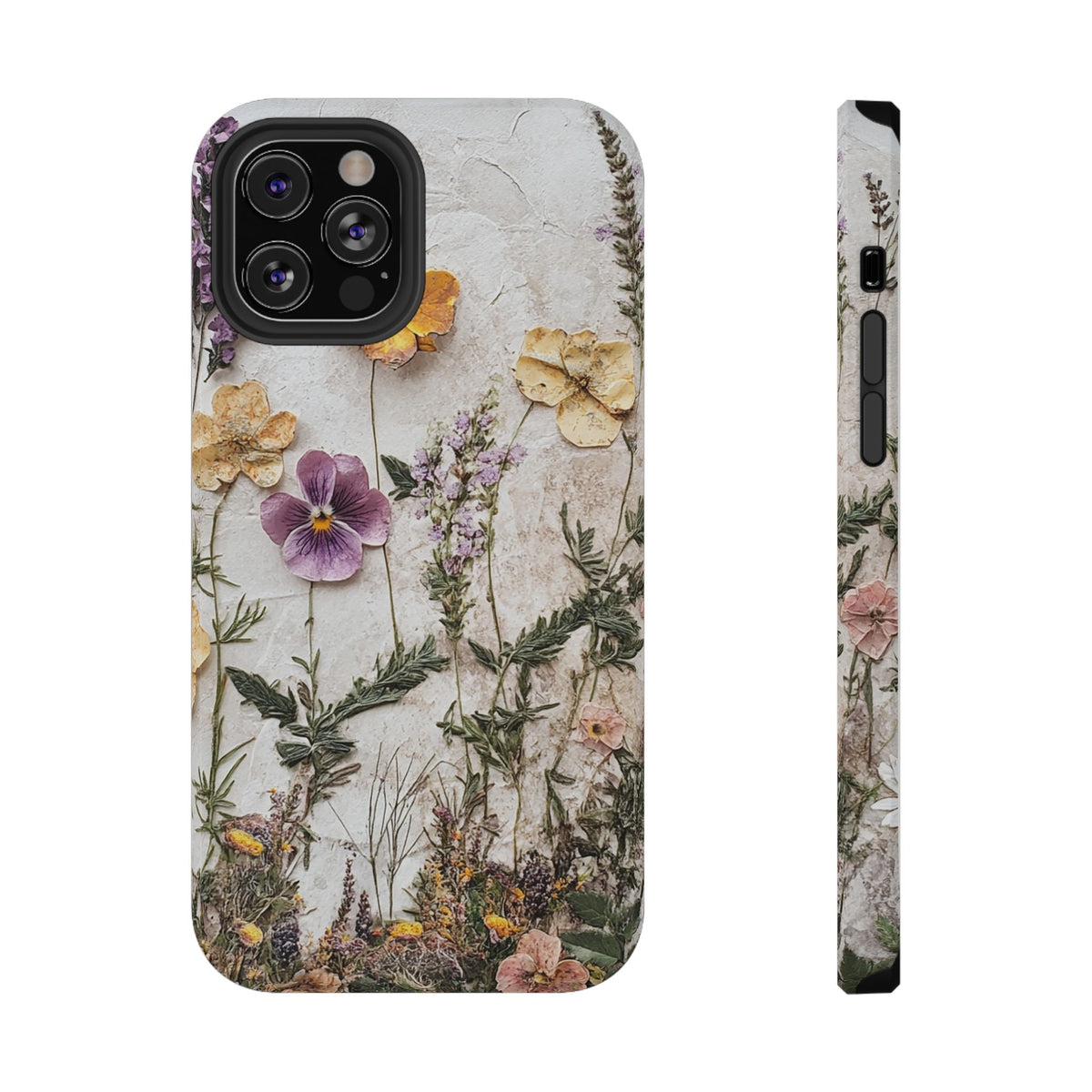 Pressed Flower protective phone case for iPhone 12 Pro, glossy finish
