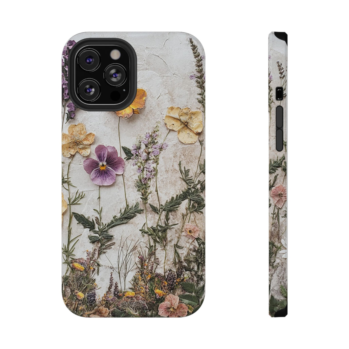 Pressed Flower protective phone case for iPhone 12 Pro Max, glossy finish