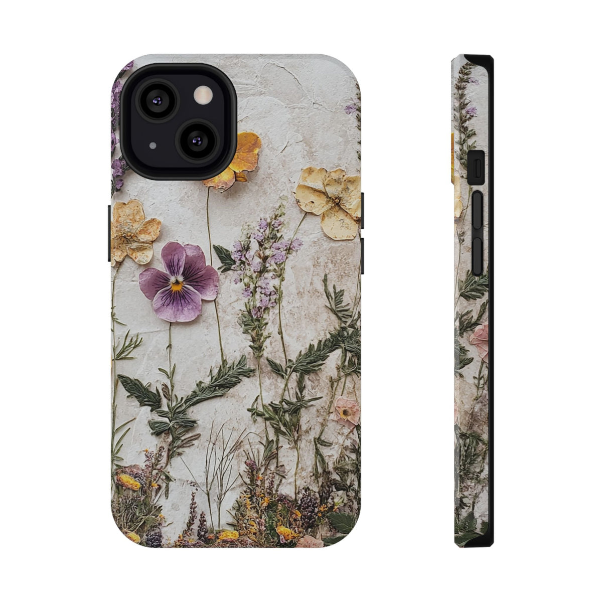 Pressed Flower protective phone case for iPhone 13, glossy finish