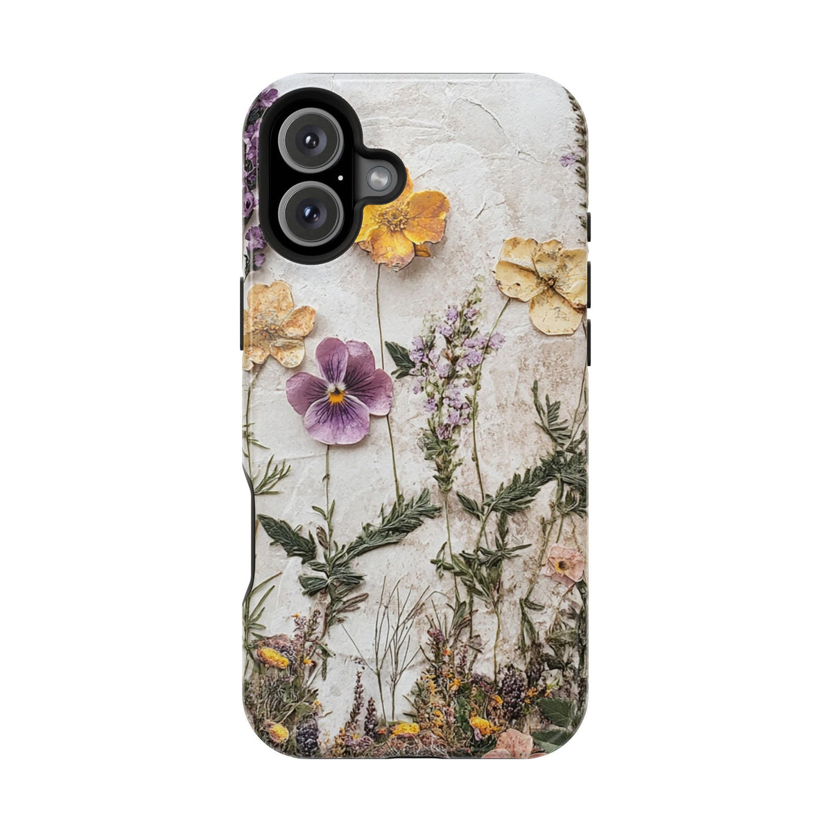 Pressed Flower protective phone case for iPhone 16 Plus, glossy finish
