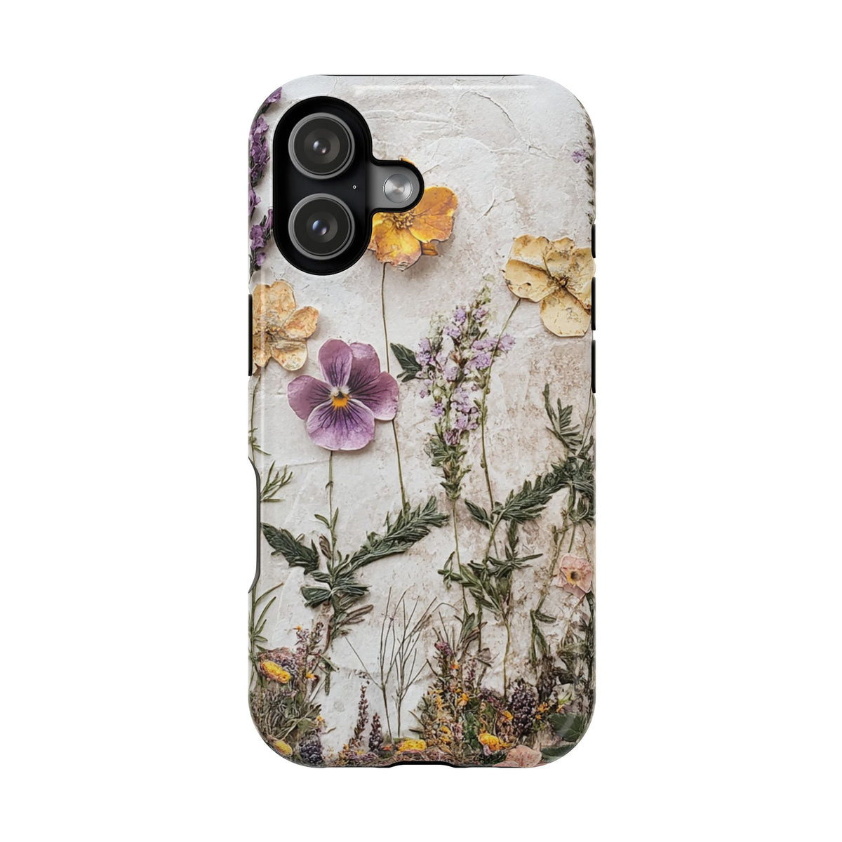 Pressed Flower protective phone case for iPhone 17, glossy finish