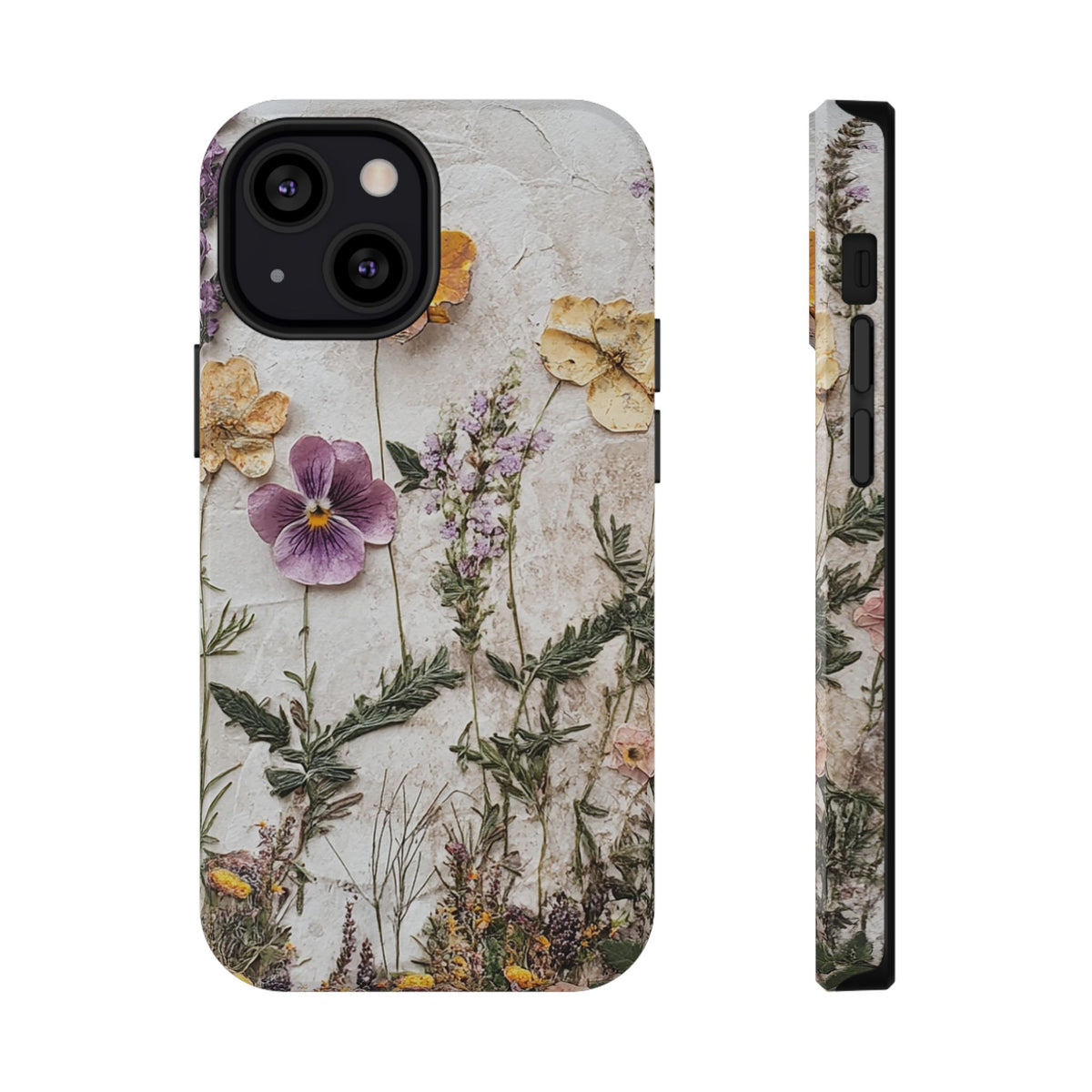 Pressed Flower protective phone case for iPhone 13 Mini, glossy finish