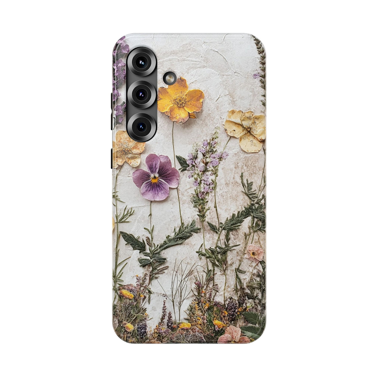 Pressed Flower protective phone case for Samsung Galaxy S25 Plus, glossy finish