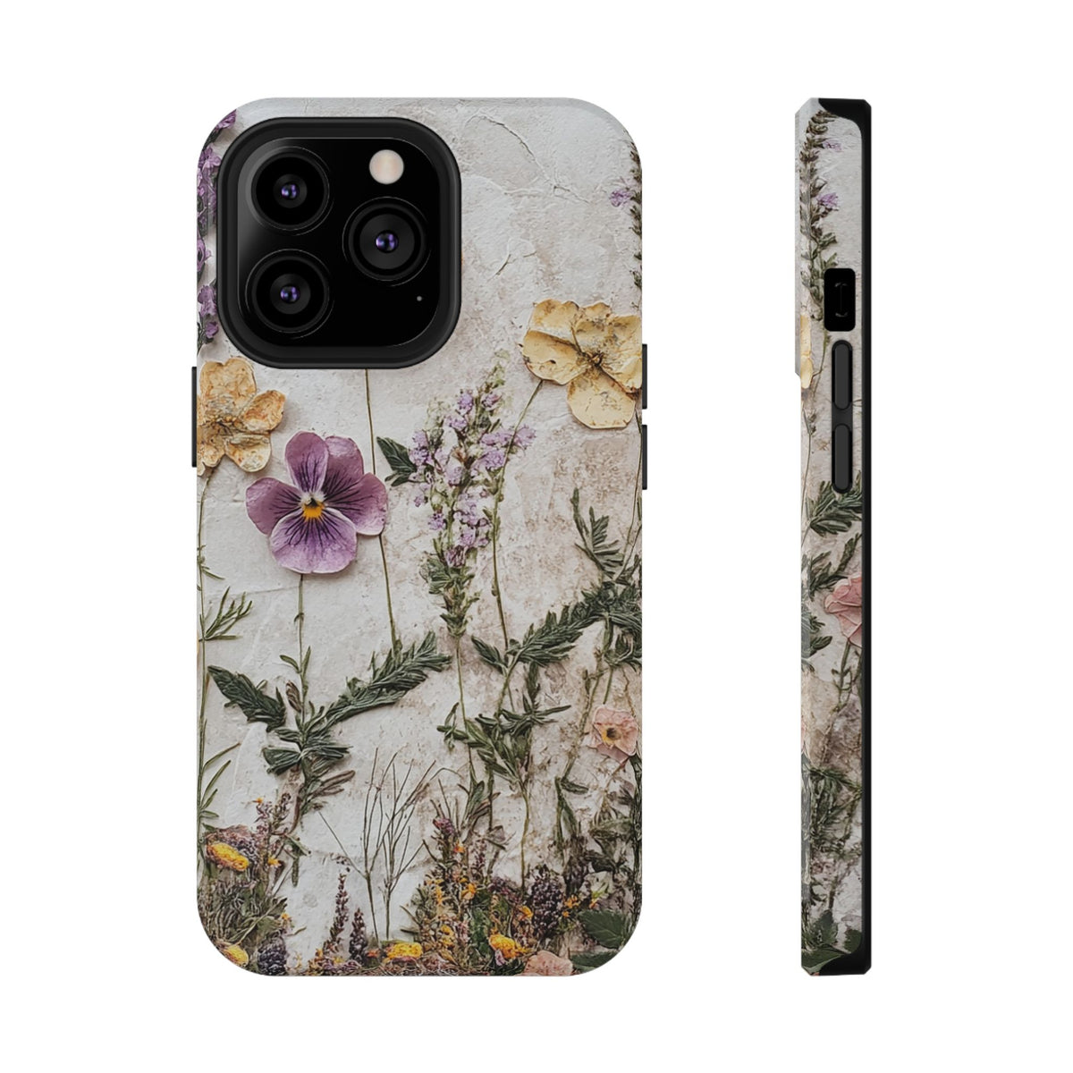 Pressed Flower protective phone case for iPhone 13 Pro, glossy finish
