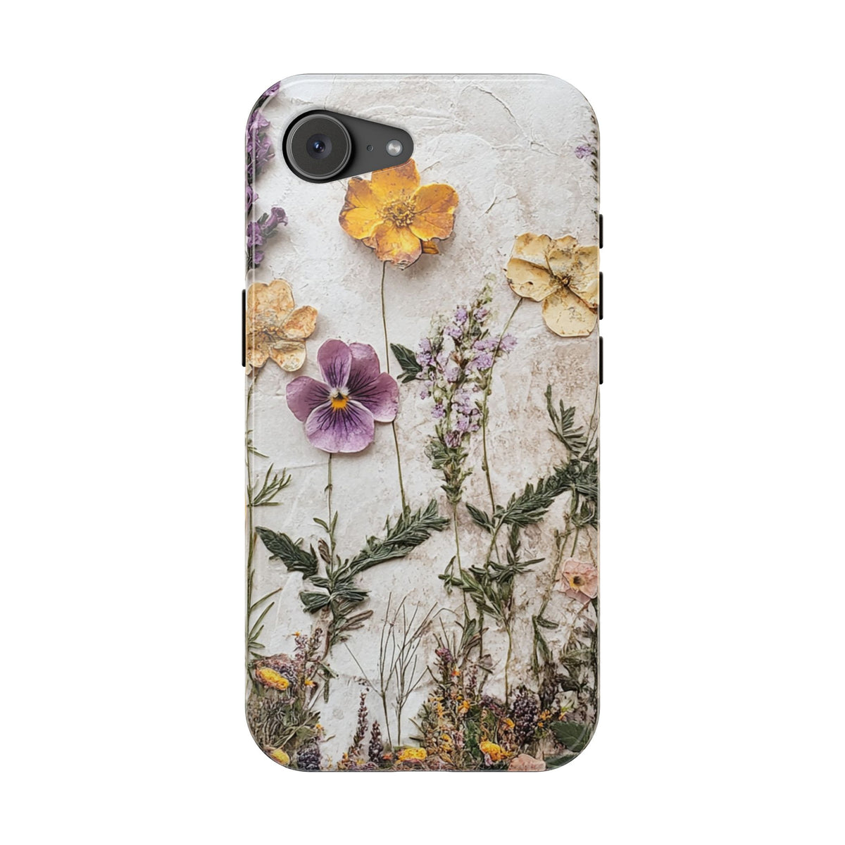 Pressed Flower protective phone case for iPhone 17e, glossy finish