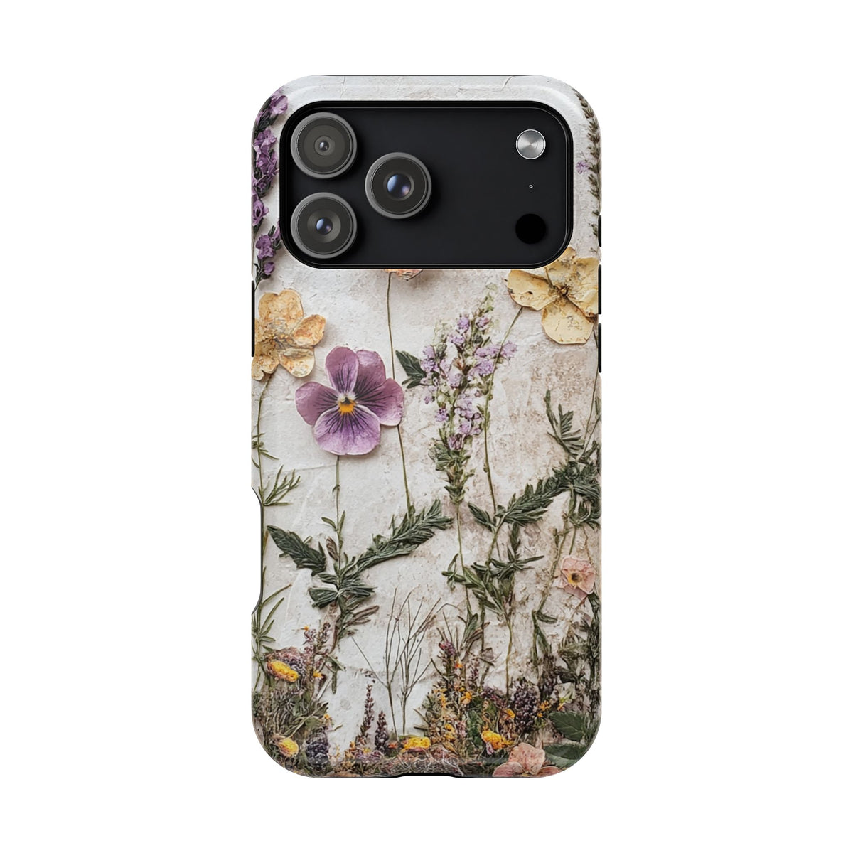 Pressed Flower protective phone case for iPhone 18 Pro Max, glossy finish