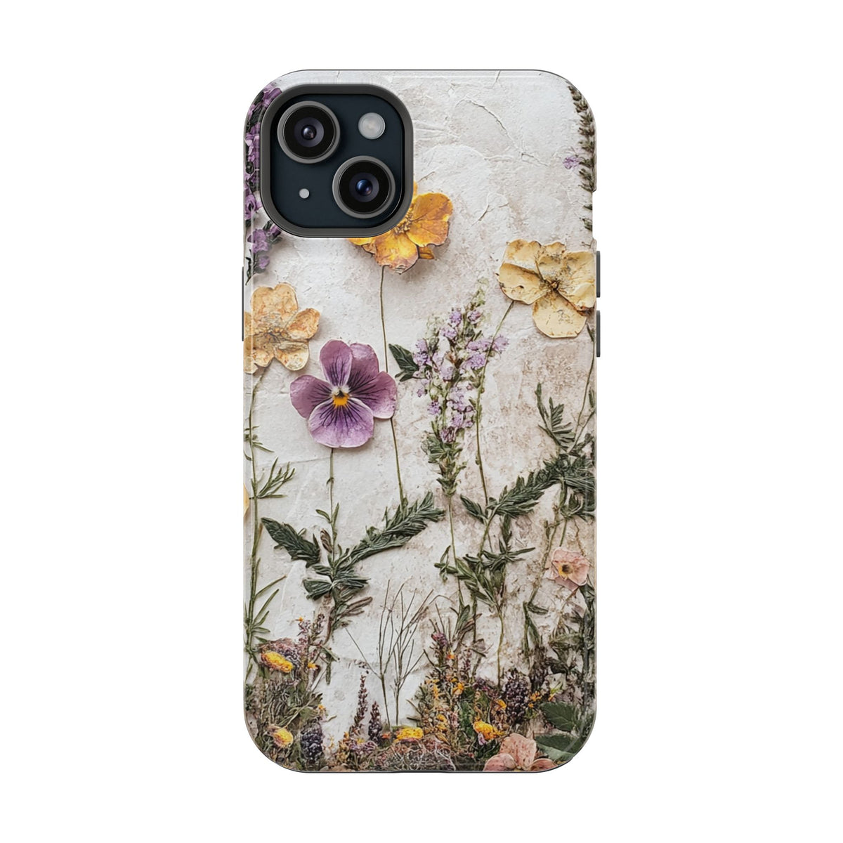 Pressed Flower MagSafe case for iPhone 15 Plus, glossy finish