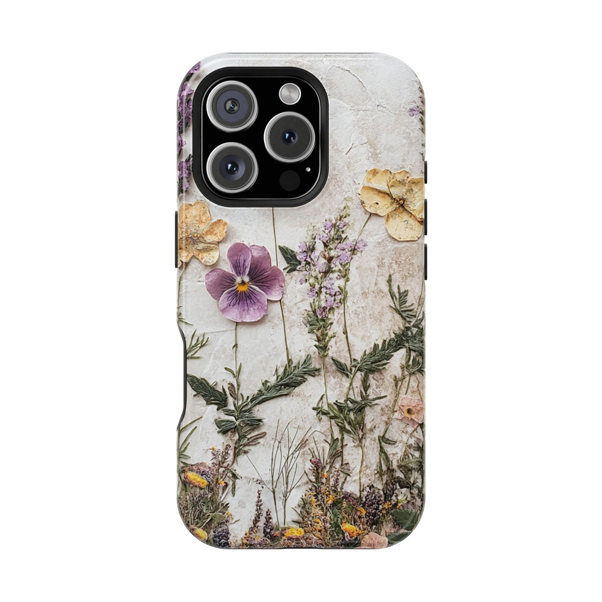 Pressed Flower MagSafe case for iPhone 16 Pro, glossy finish