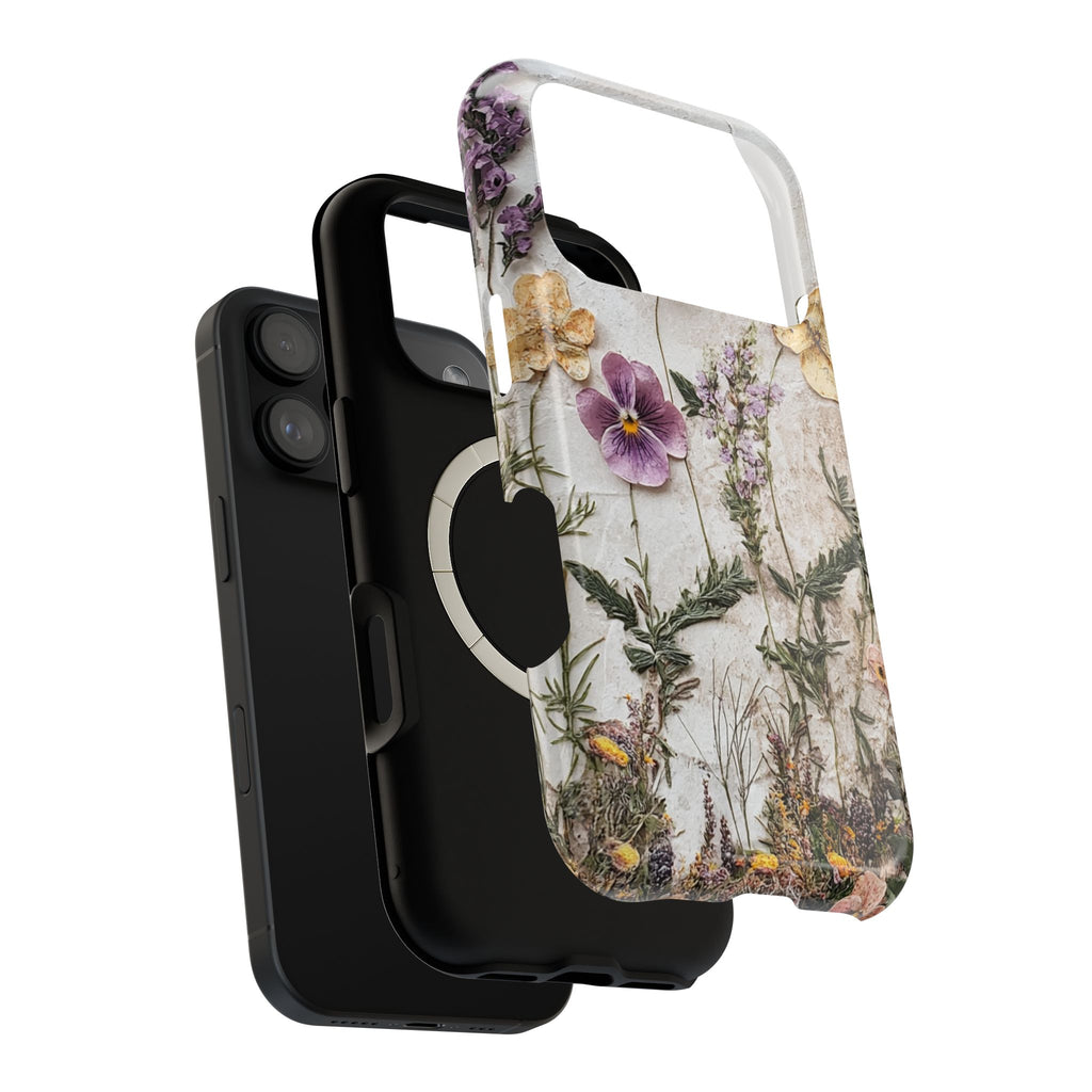 Pressed Flower MagSafe case, close-up of the dual-layer construction