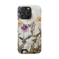 Pressed Flower phone case with card holder for iPhone 16 Pro, glossy finish