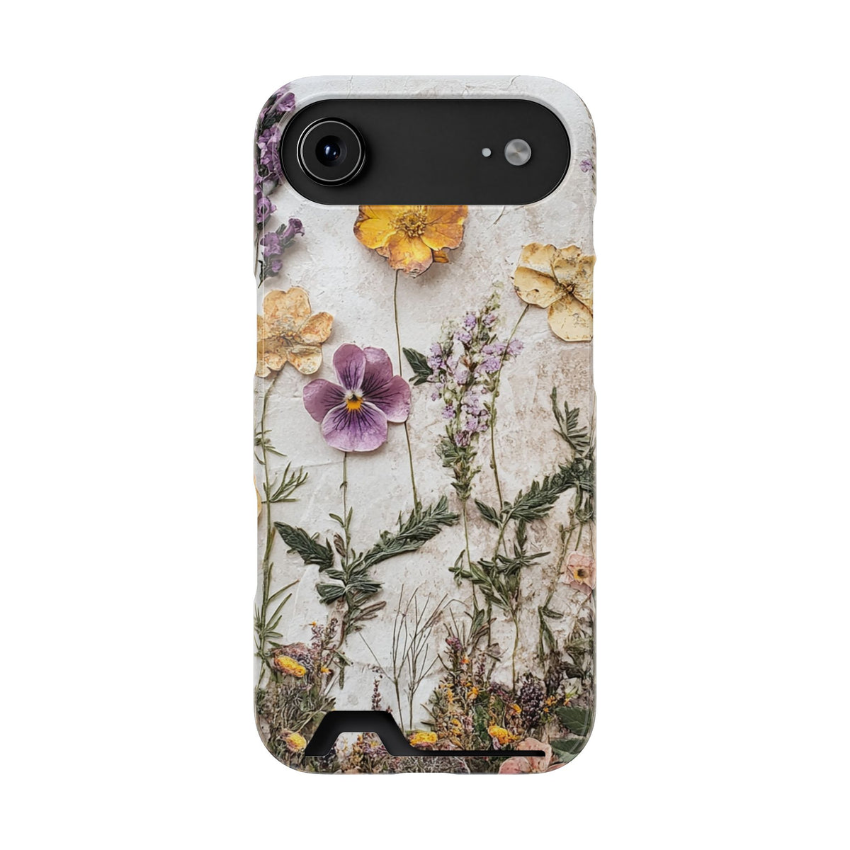 Pressed Flower phone case with card holder for iPhone 17 Air, glossy finish