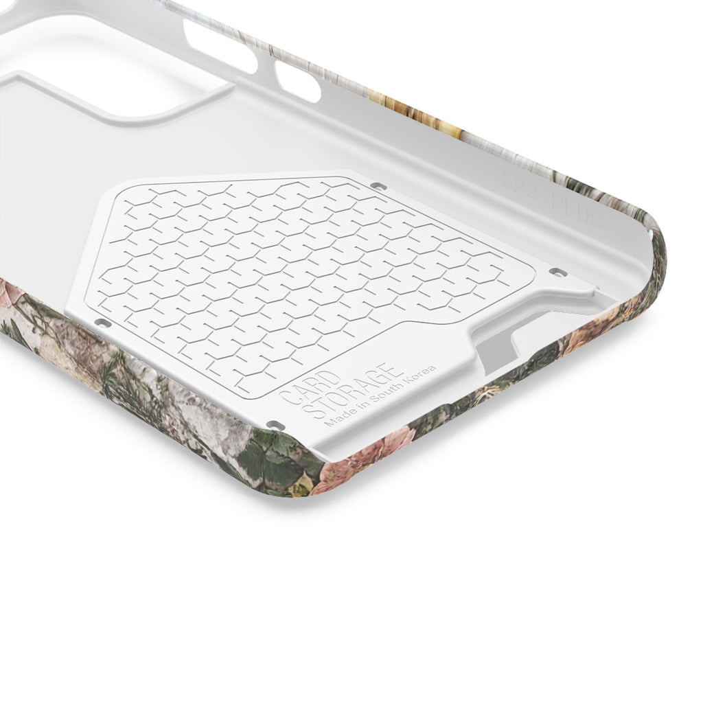 Pressed Flower phone case with card holder, close-up of the inside