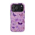 Purple Butterfly protective phone case for iPhone 18 Pro, glossy finish