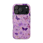 Purple Butterfly protective phone case for iPhone 18 Pro, glossy finish