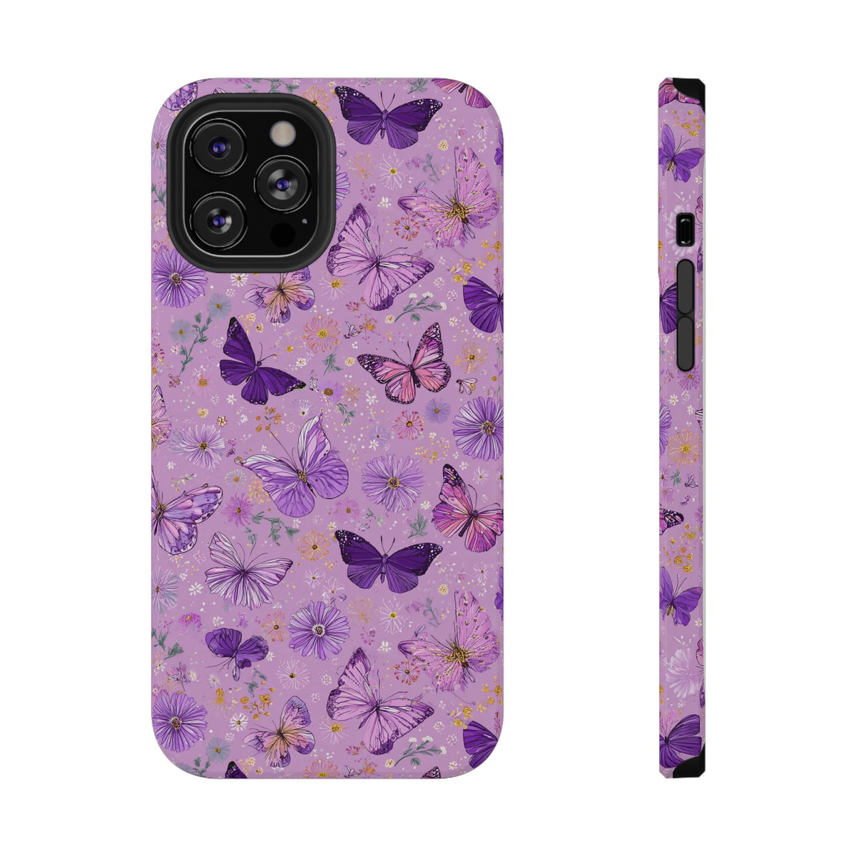 Purple Butterfly protective phone case for iPhone 12 Pro Max, glossy finish