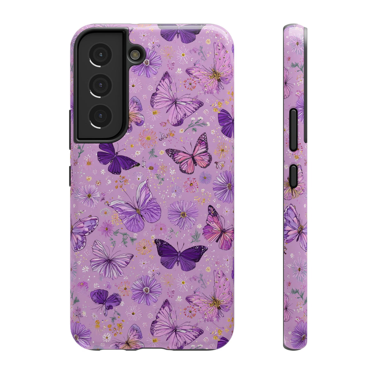 Purple Butterfly protective phone case for Samsung Galaxy S22, glossy finish