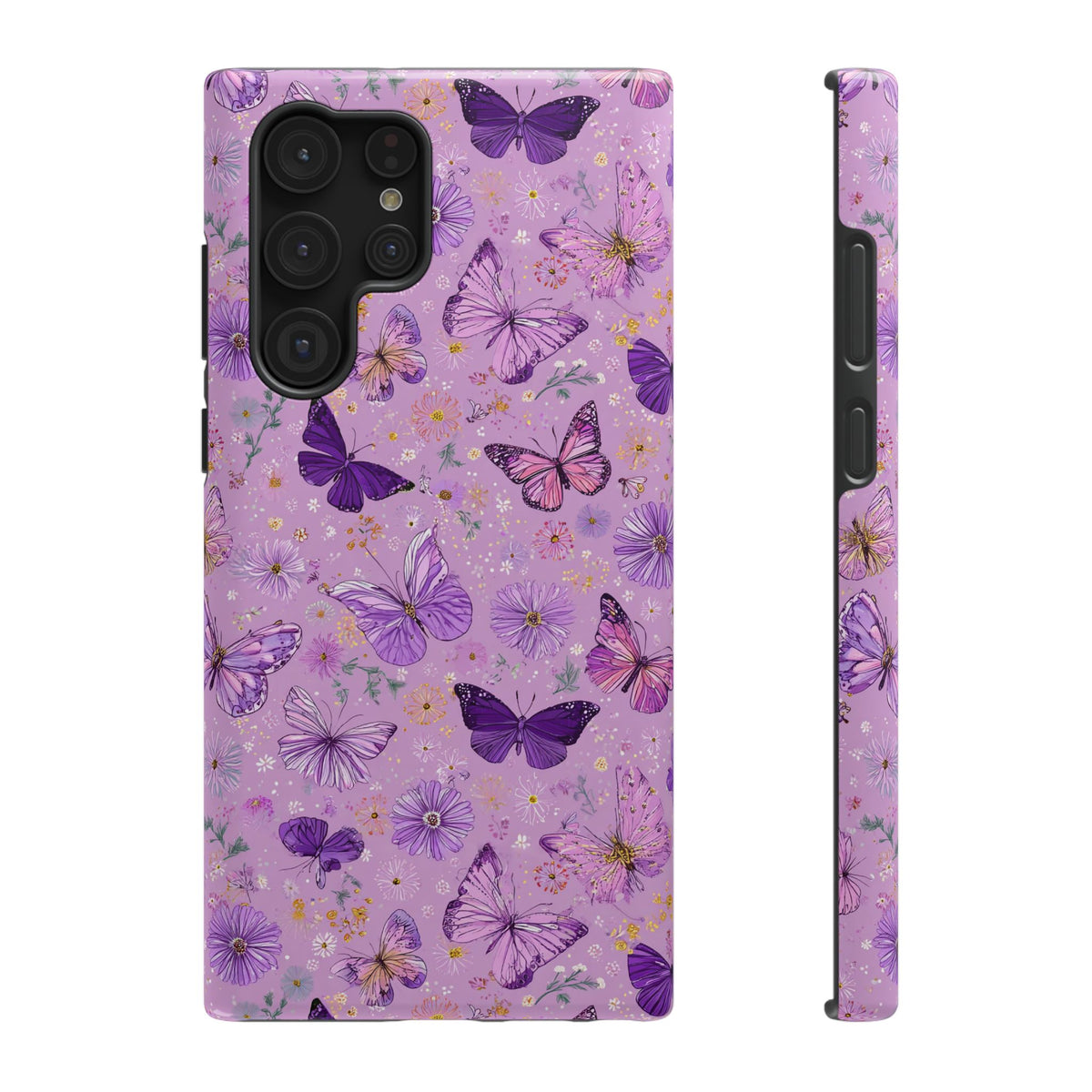 Purple Butterfly protective phone case for Samsung Galaxy S22 Ultra, glossy finish