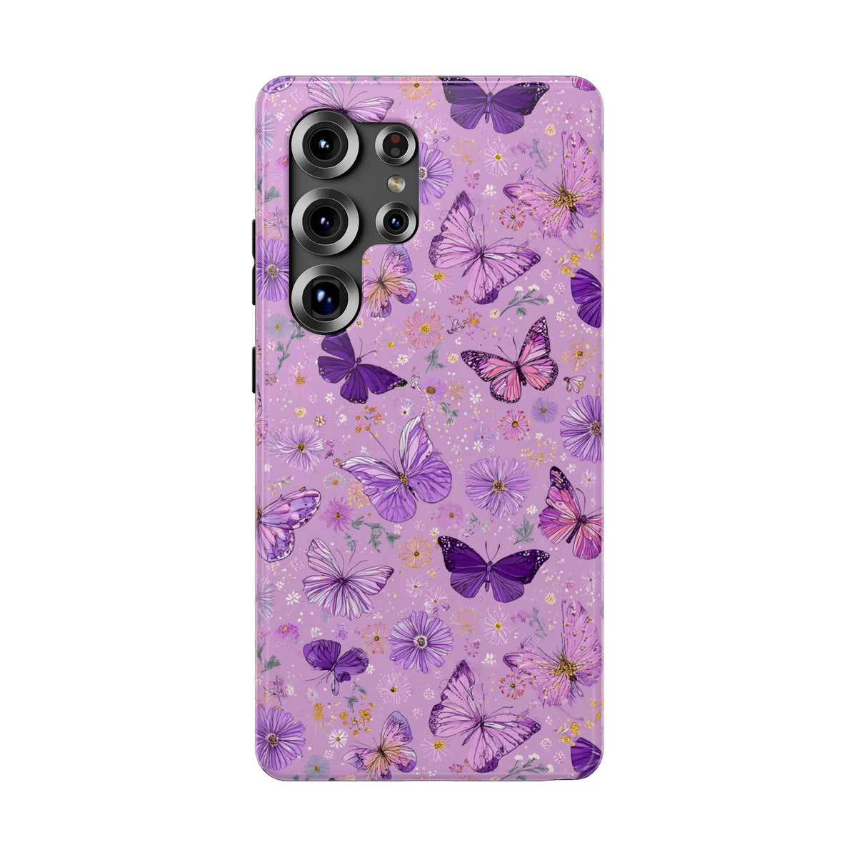 Purple Butterfly protective phone case for Samsung Galaxy S25 Ultra, glossy finish