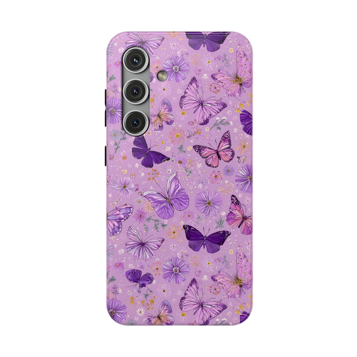 Purple Butterfly protective phone case for Samsung Galaxy S24, glossy finish