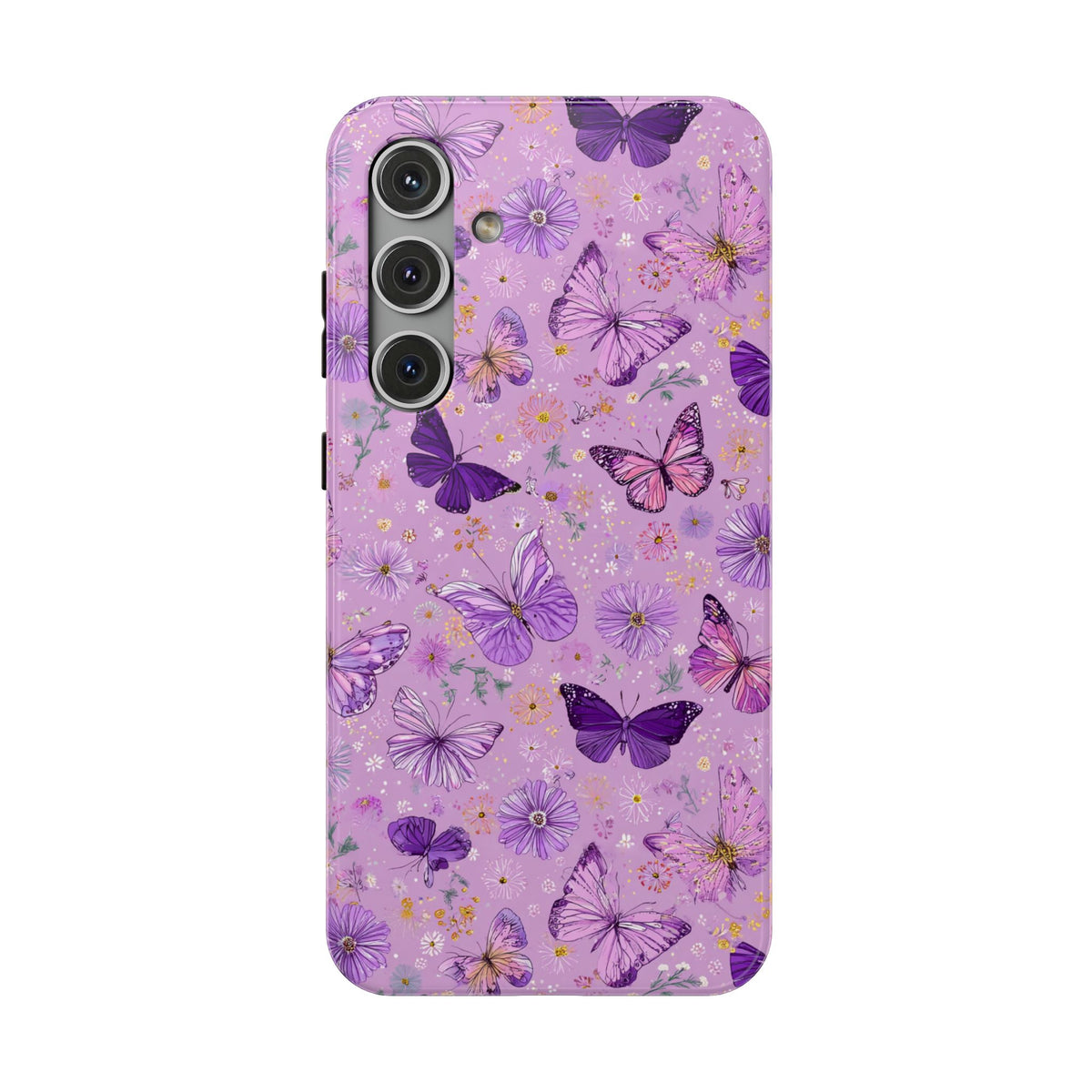 Purple Butterfly protective phone case for Samsung Galaxy S24 Plus, glossy finish
