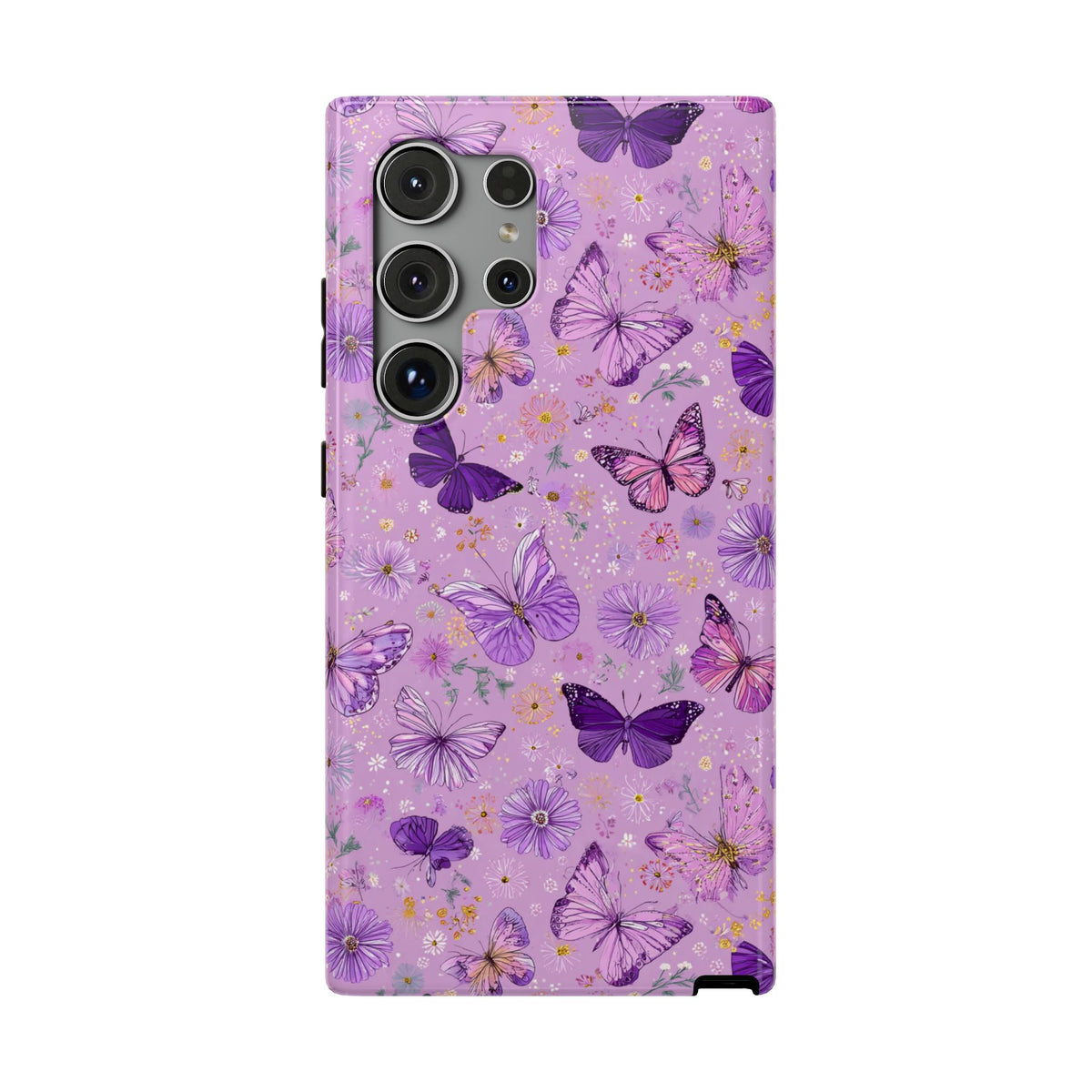Purple Butterfly protective phone case for Samsung Galaxy S24 Ultra, glossy finish