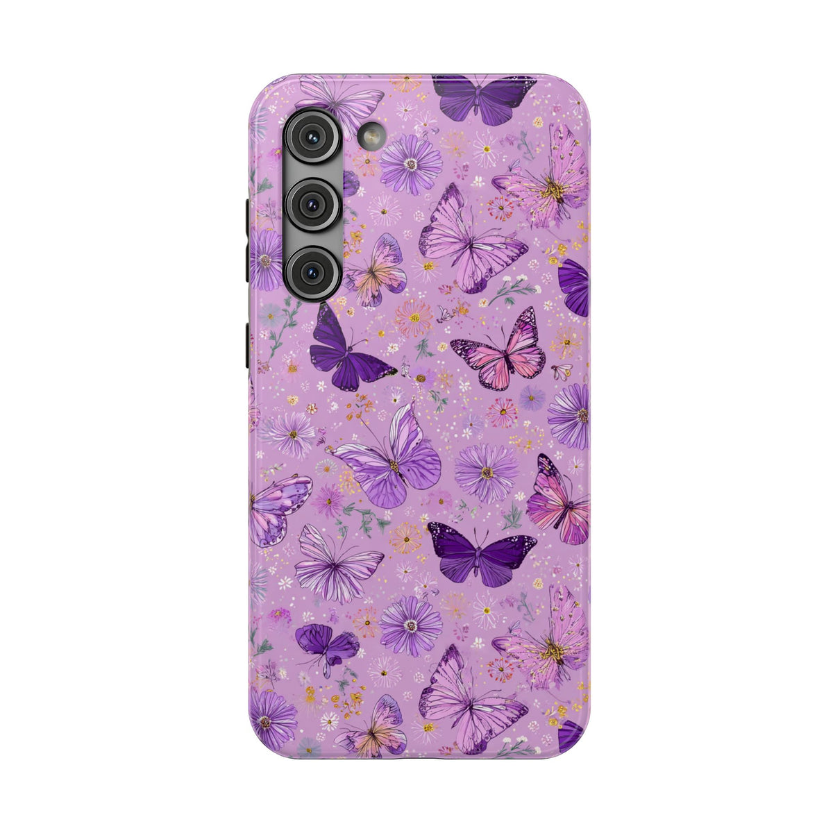 Purple Butterfly protective phone case for Samsung Galaxy S23 Plus, glossy finish