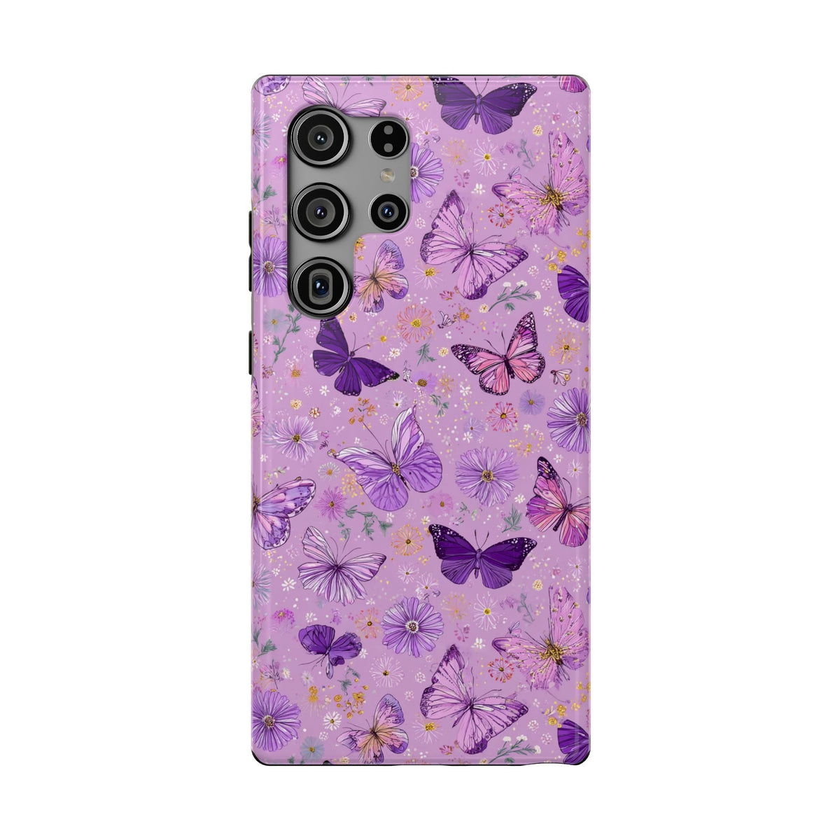 Purple Butterfly protective phone case for Samsung Galaxy S23 Ultra, glossy finish