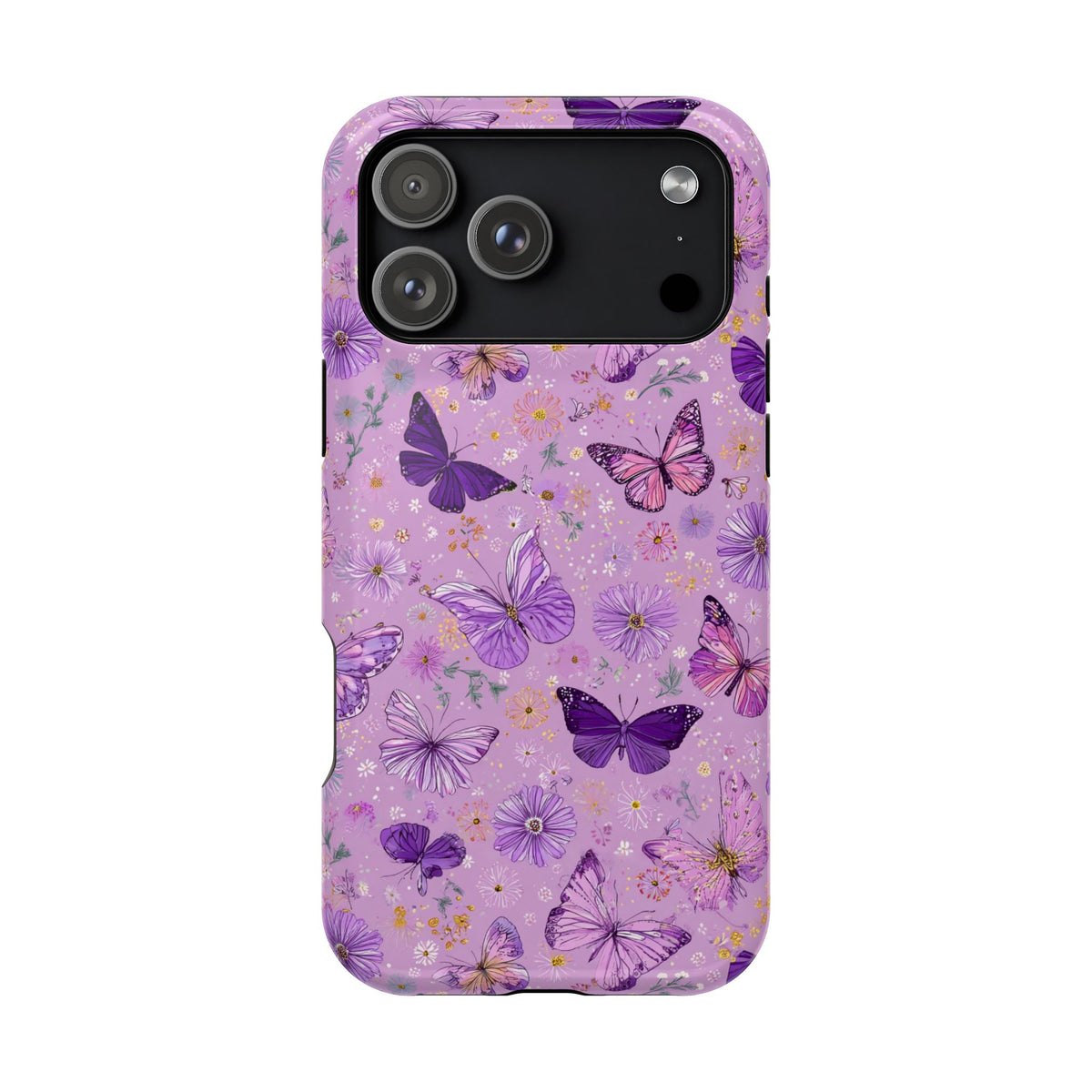Purple Butterfly protective phone case for iPhone 18 Pro Max, glossy finish