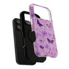 Purple Butterfly protective phone case, close-up of the dual-layer construction