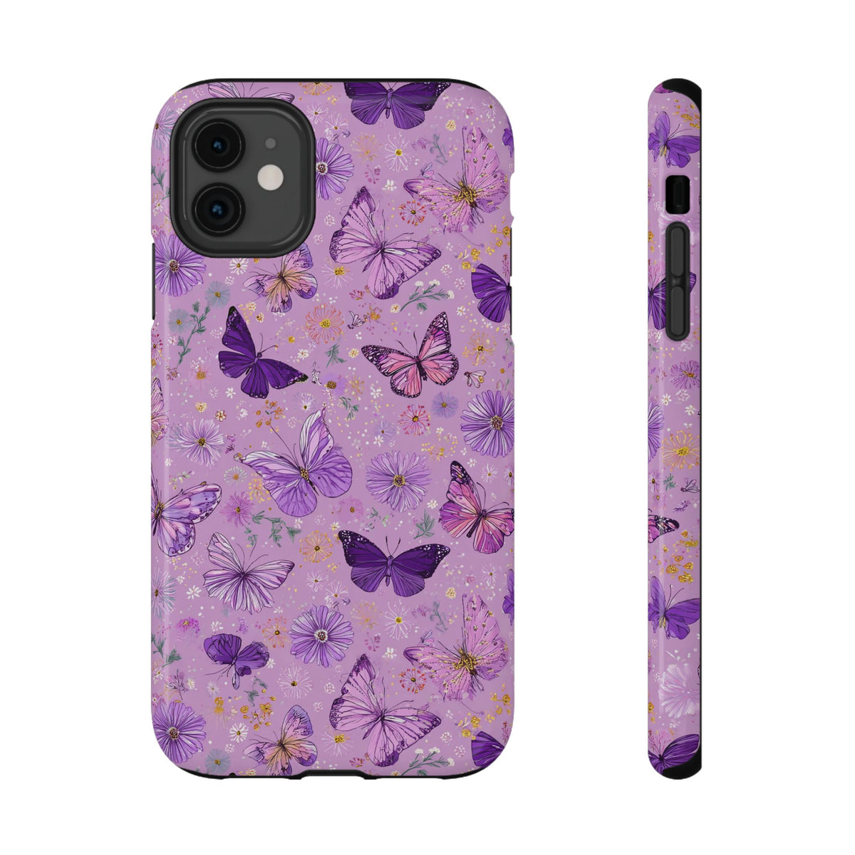Purple Butterfly protective phone case for iPhone 11, glossy finish