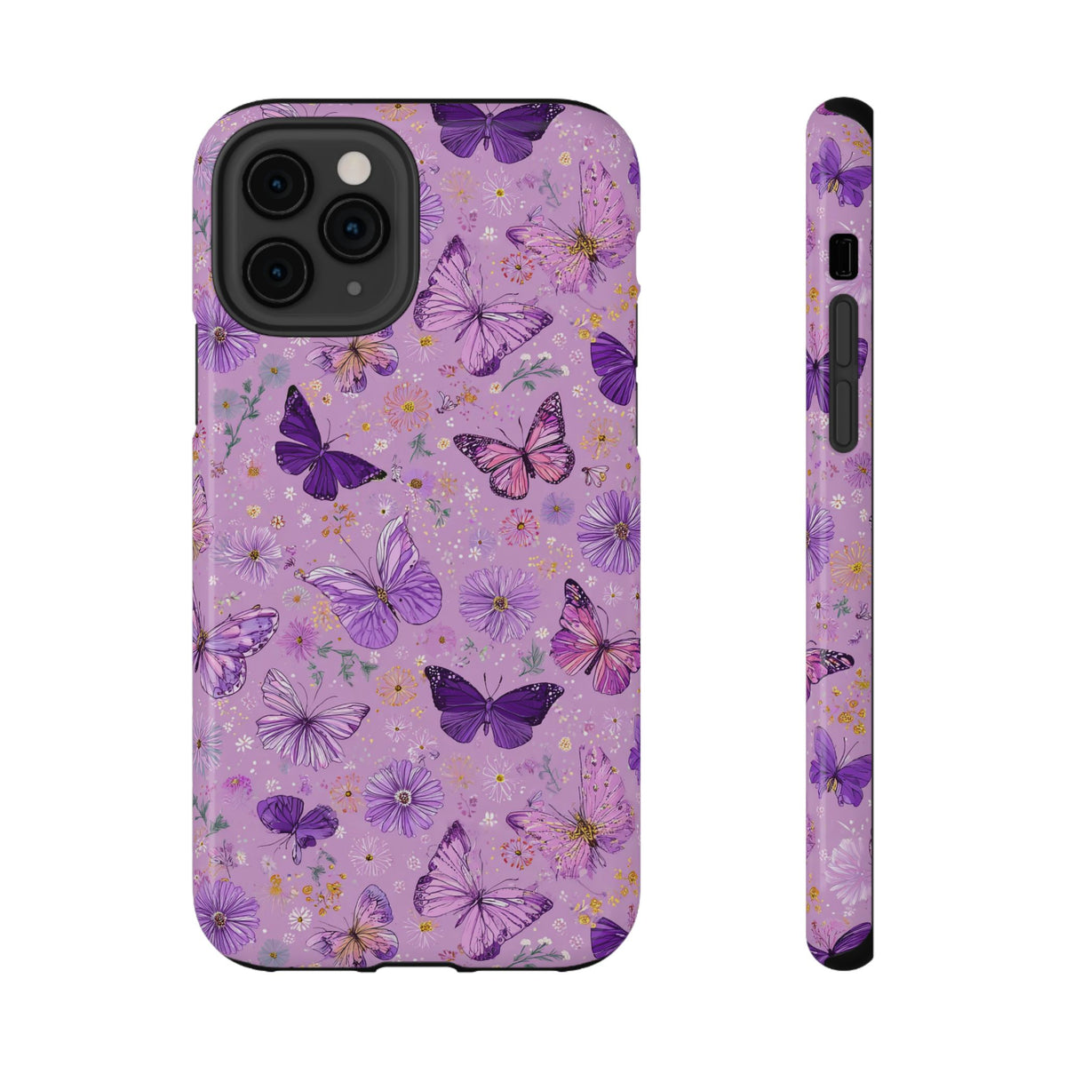 Purple Butterfly protective phone case for iPhone 11 Pro, glossy finish