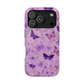 Purple Butterfly MagSafe case for iPhone 18 Pro, glossy finish