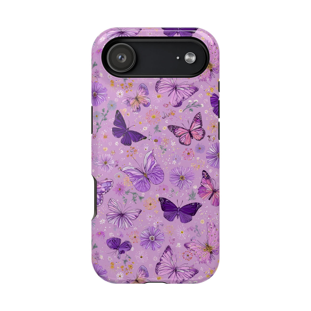 Purple Butterfly MagSafe case for iPhone 17 Air, glossy finish