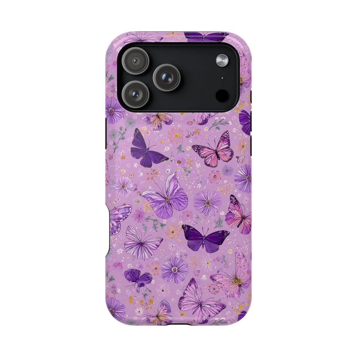 Purple Butterfly MagSafe case for iPhone 17 Pro Max, glossy finish