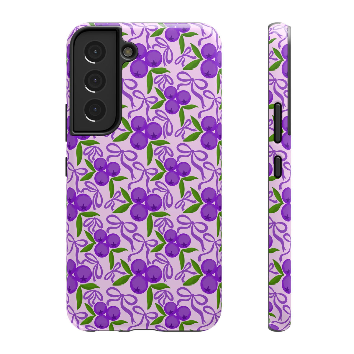 Purple Cherry Bow protective phone case for Samsung Galaxy S22, glossy finish