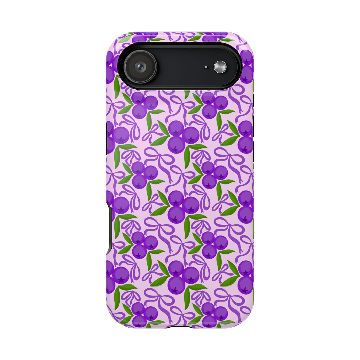 Purple Cherry Bow protective phone case for iPhone 17 Air, glossy finish