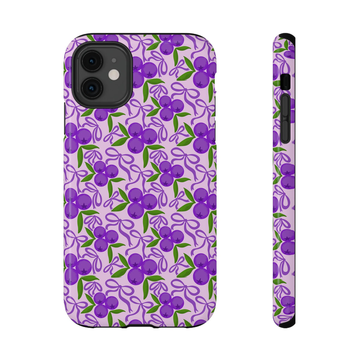 Purple Cherry Bow protective phone case for iPhone 11, glossy finish