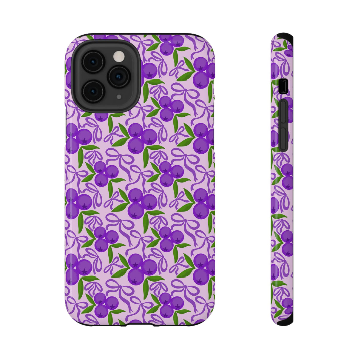 Purple Cherry Bow protective phone case for iPhone 11 Pro, glossy finish